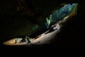 large opening with sunlight in Phu Pha Phet cave, the bigest cave in Satun, Thailand