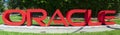 Large Oracle logo at company headquarters in Silicon Valley Royalty Free Stock Photo