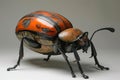 A large orange and black bug with a red stripe, AI