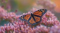 Large Orange Butterfly on Top of Pink Flower Royalty Free Stock Photo