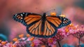 Large Orange Butterfly on Top of Pink Flower Royalty Free Stock Photo