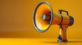 A large orange microphone is on a yellow background Royalty Free Stock Photo