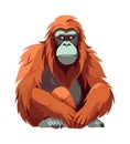 Large orangutan sitting icon isolated