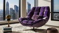 A large, ornate amethyst geode-shaped chaise lounge, or a large, ornate amethyst geode-shaped chair, is the focal point