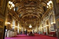 the large, ornate ceiling inside a palace with many chandeliers Royalty Free Stock Photo