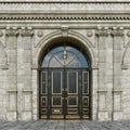 Large ornate door in an arched entrance
