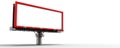 Large Outdoor Advertising Billboard With Red Frame On White Background With Metal Structure And Support Pole Royalty Free Stock Photo