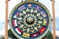 Large outdoor gong in Buddhism temple Wat Tham Khuha Sawan.