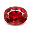 Large oval cut ruby gemstone isolated on white background Royalty Free Stock Photo