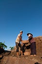 Large ovens, kilns, used to cure clay bricks in Vietnam