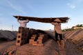 Large ovens, kilns, used to cure clay bricks in Vietnam