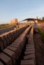 Large ovens, kilns, used to cure clay bricks in Vietnam