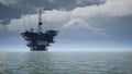 Large Pacific Ocean offshore oil rig drilling platform Royalty Free Stock Photo