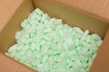 Large packaging box filled with many white styrofoam pellets Royalty Free Stock Photo