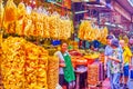 The large packs of fried rice snacks, Sampheng market in Bangkok`s Chinatown, Thailand Royalty Free Stock Photo