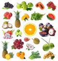 Large page of fruits and vegetable isolated on white background Royalty Free Stock Photo