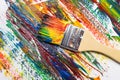 paint brush with oil color paint, background Royalty Free Stock Photo