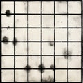 Stained Grid: A Unique Black And White Painting With Observational Photography Influence
