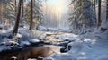 Photorealistic Winter Landscape In Quebec Province