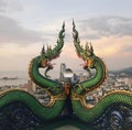 A large pair of snake statues in Thailand