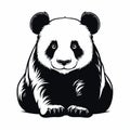 Monochromatic Vector Logo Of A Panda Bear On White Background