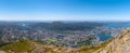 A large panorama of the Norwegian city of Bergen from Mount Ulriken.