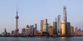 Large panorama of Shanghai commercial centre from the Bund. Royalty Free Stock Photo