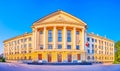 Large panorama of City Council, in typical style for soviet-era government building, Zaporizhzhia, Ukraine Royalty Free Stock Photo