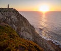 Large panoramic view on amazing sunset at Cabo da Roca (Cape Roca