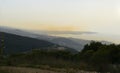 Large panoramic view  of  Beirut big city in front of mediterranean sea, in Lebanon with a cloud of pollution Royalty Free Stock Photo