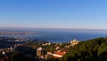 Large panoramic view  of  Beirut big city in front of mediterranean sea, in Lebanon in morning light Royalty Free Stock Photo