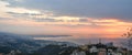 Large panoramic view   at sunset of  Beirut big city  in front of mediterranean see, in Lebanon Royalty Free Stock Photo