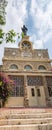 Large panoramic view of facade Deir Rafat or Shrine of Our Lady Queen of Palestine Royalty Free Stock Photo