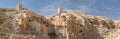 Large panoramic view of the The Holy Lavra of Saint Sabbas the Sanctified, known in Arabic as Mar Saba Royalty Free Stock Photo