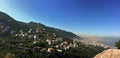 Large panoramic view of lebanese shore from Jounieh to Beirut in a cloud of atmospheric pollution