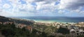 Large panoramic view of the mediterranean lebanese shore near the mouth of the river called Nahr Ibrahim