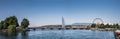 Large panoramic view of Mont Blanc bridge on  Geneva Lake Royalty Free Stock Photo