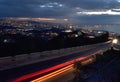 Large panoramic view  by night  of  Beyrouth, Dora, Zalka until Zouk Mikael in front of the mediterranean sea in Lebanon Royalty Free Stock Photo