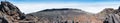 Large panoramic view of the pit crater at the top of the stratovolcano Mt Pico, Azores, taken from its pinnacle