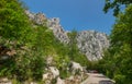 Large panoramic view of rock mountains in Paklenica national park