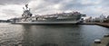 Large panoramic view of USS Intrepid aircraft carrier museum, also known as The Fighting \