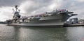 Large panoramic view of USS Intrepid aircraft carrier museum, also known as The Fighting \