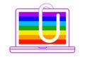 On the laptop screen, the large paper clip holds the seven colors like a folder