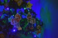 Large paper Mario and Luigi and other characters from the famous video game as Christmas tree ornaments Royalty Free Stock Photo