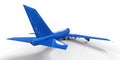 Large passenger aircraft of large capacity for long transatlantic flights. Blue airplane on white isolated background