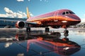 A large passenger airplane on an airport runway