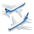 Large passenger Airplane 3d isometric illustration. Airplane freight. Flat 3d vector isometric high quality transport