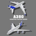 A380, Large passenger Airplane 3d isometric illustration. Flat high quality transport. Vehicles designed to carry numbers of pa Royalty Free Stock Photo