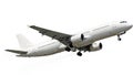 Large passenger jet in mid-flight against a plain background Royalty Free Stock Photo