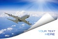 Large passenger planes in blue sky. Postcard Royalty Free Stock Photo